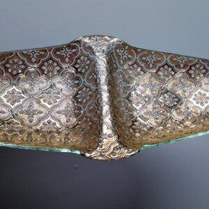 RARE vintage mid century modern 22K Gold Jewelry tray serving tray